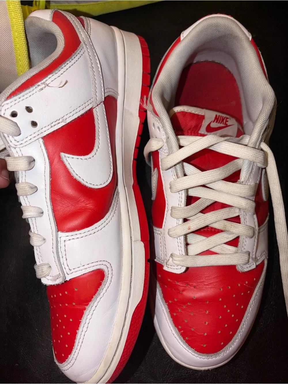 Nike White and Red Low-Top Sneakers